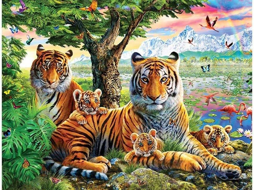 Семейство тигров онлайн-пазл