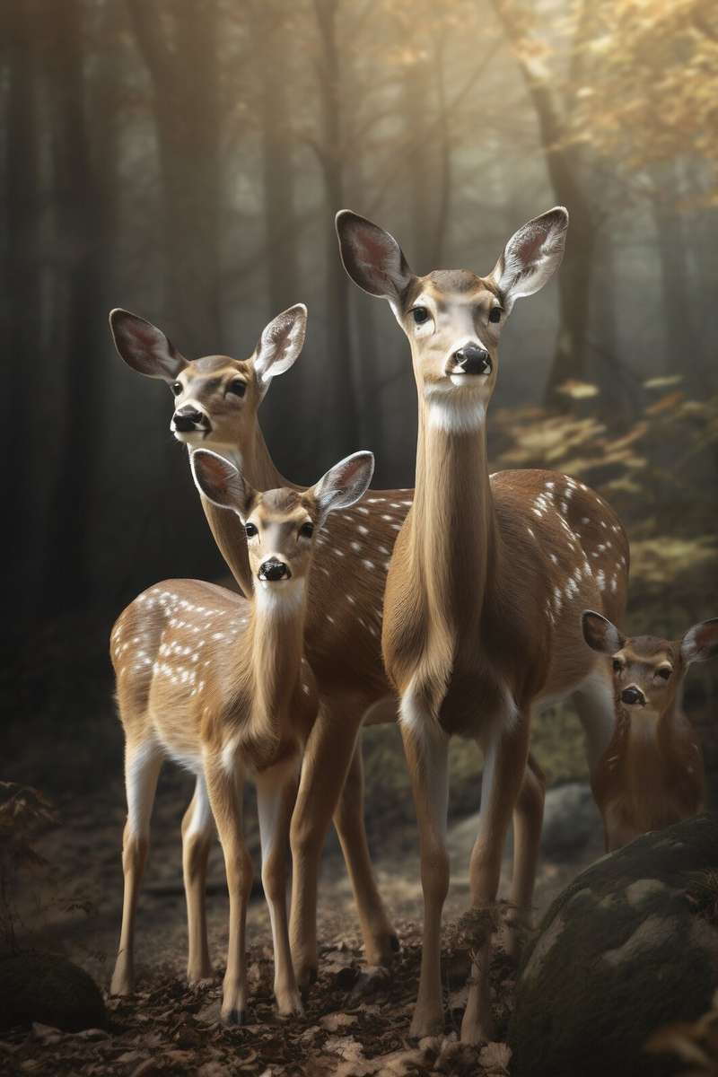 Сім'я насіннєвих тварин у лісі онлайн пазл