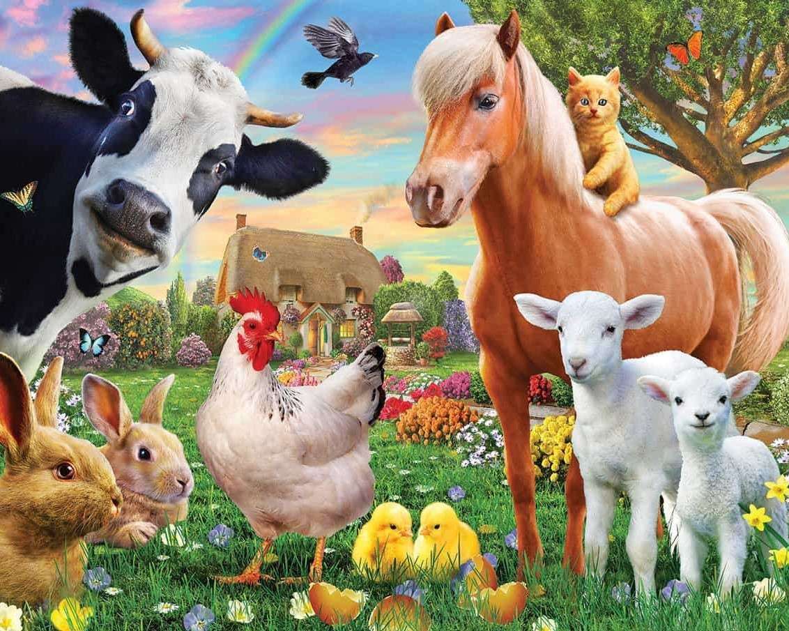 Animais de fazenda na zona rural quebra-cabeças online