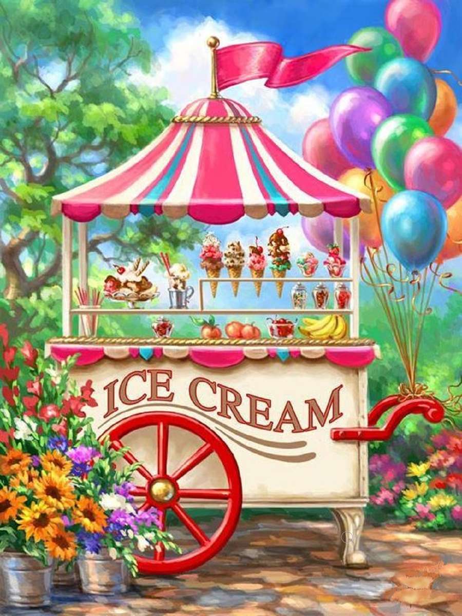 Un carrito de helados vintage rompecabezas en línea