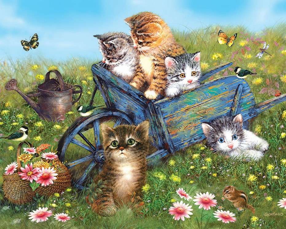 Pisici pe pajiște jigsaw puzzle online