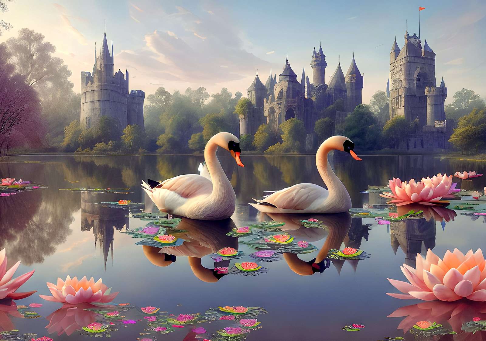 Land of swans (fantasy picture) jigsaw puzzle online
