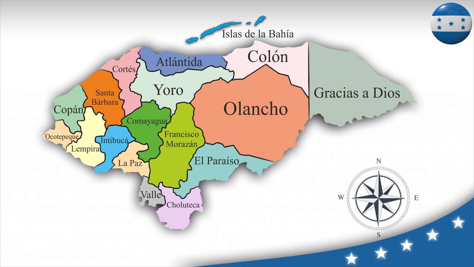 Mapa Hondurasu. online puzzle