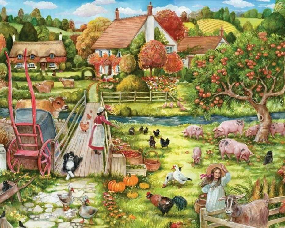 Feeding animals in the countryside jigsaw puzzle online
