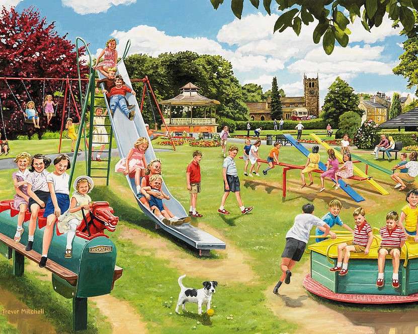 Kinderen die zich vermaken in het park legpuzzel online