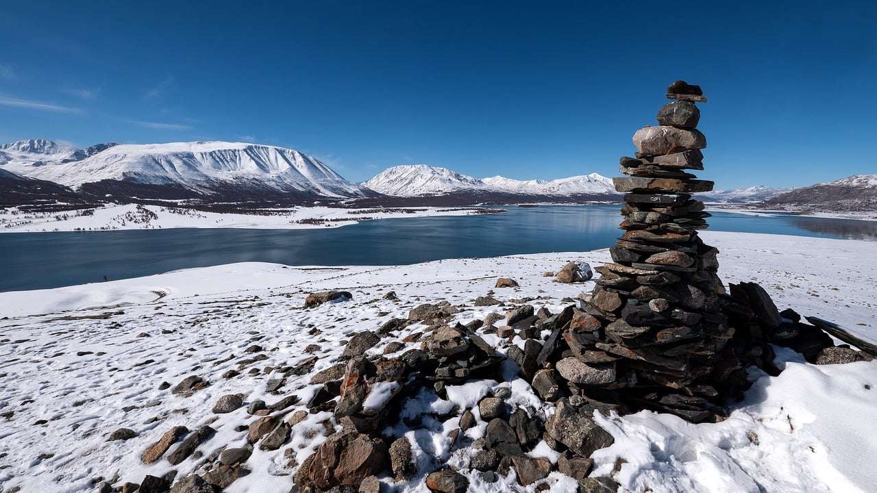 Cairn, Zăpadă, Lac puzzle online