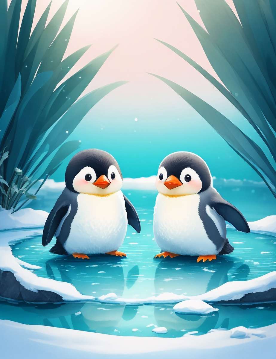 Pingüinos sobre hielo rompecabezas en línea