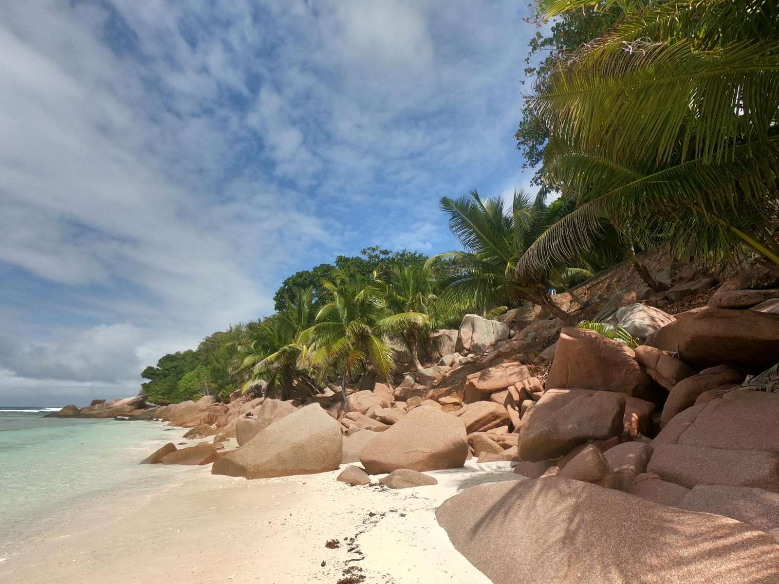 Strand på ön Praslin- Seychellerna Pussel online
