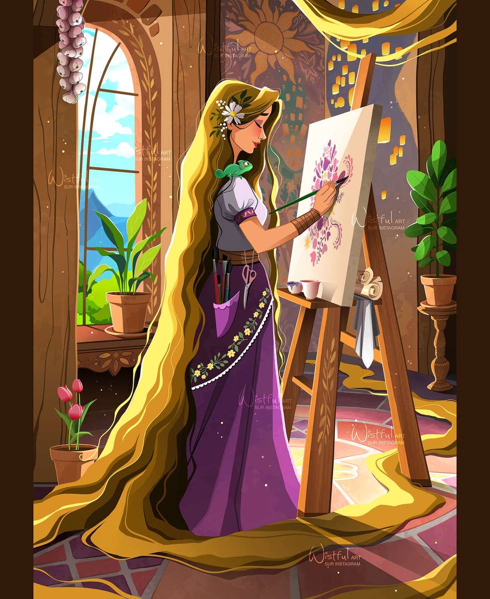 Rapunzel pintando puzzle online