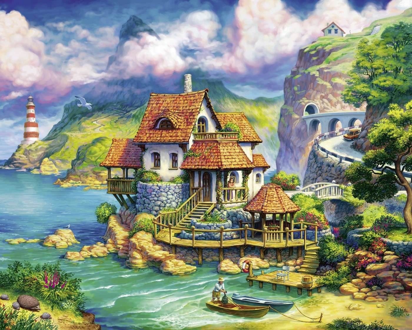 Huis op stenen aan de kust online puzzel