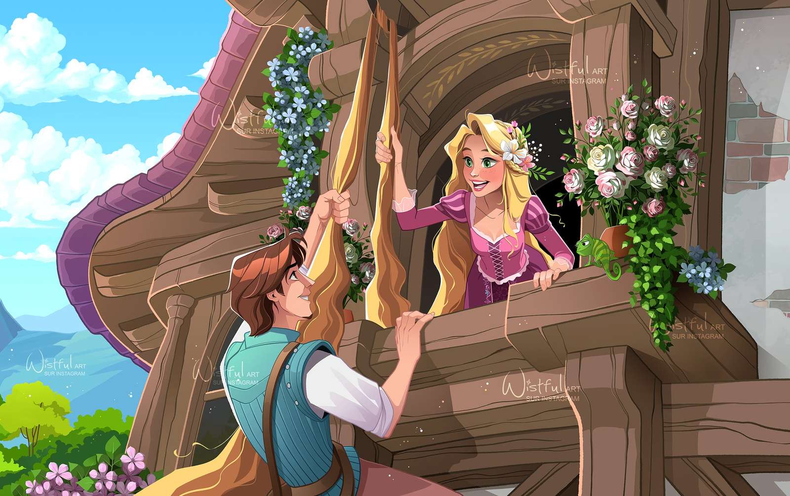 Flynn Rider și Rapunzel jigsaw puzzle online