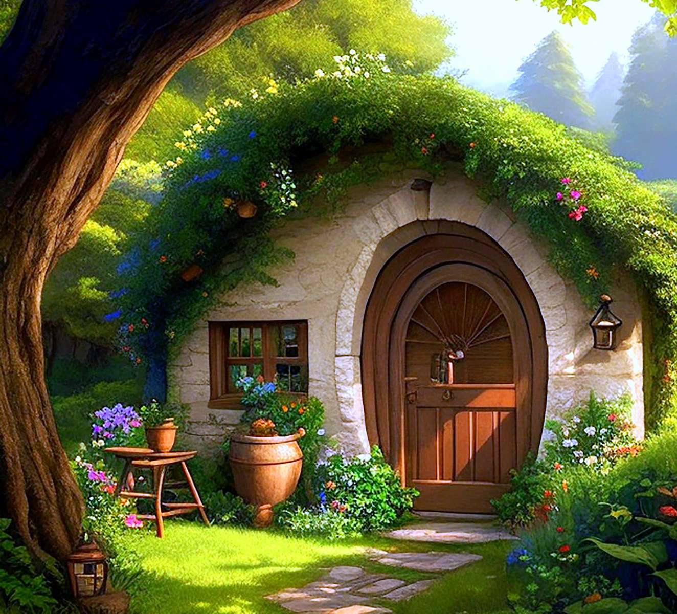 La cabane forestière du Hobbit puzzle en ligne