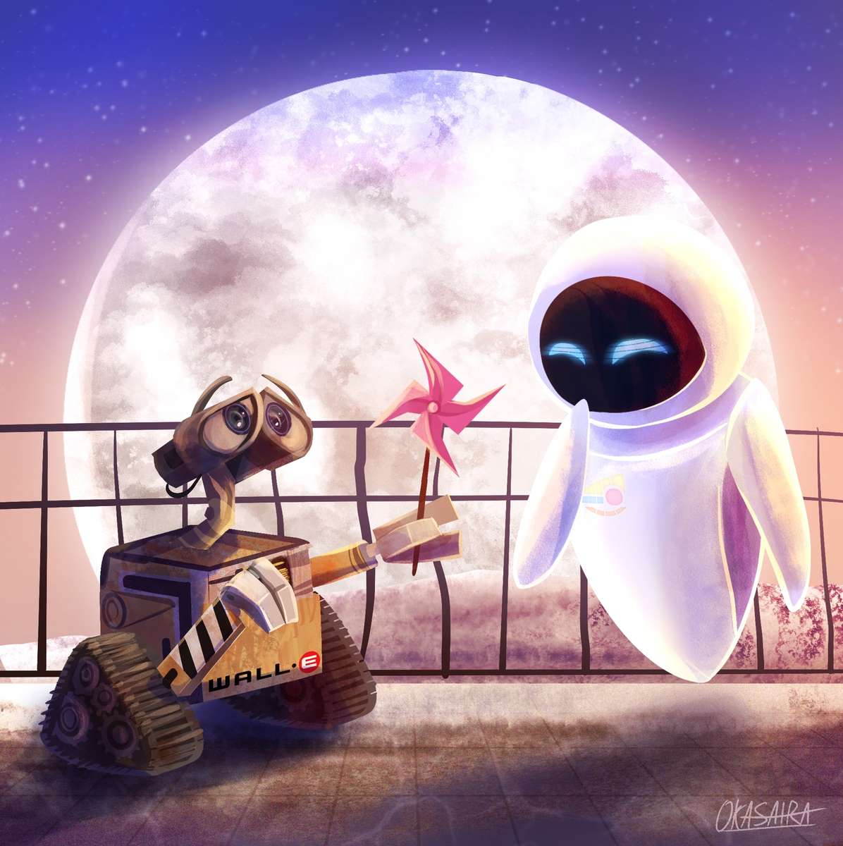 WALL-E and Eve Fan Art онлайн пъзел