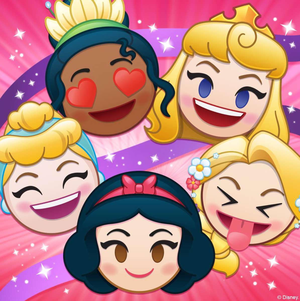 Cinco emojis de princesas da Disney puzzle online