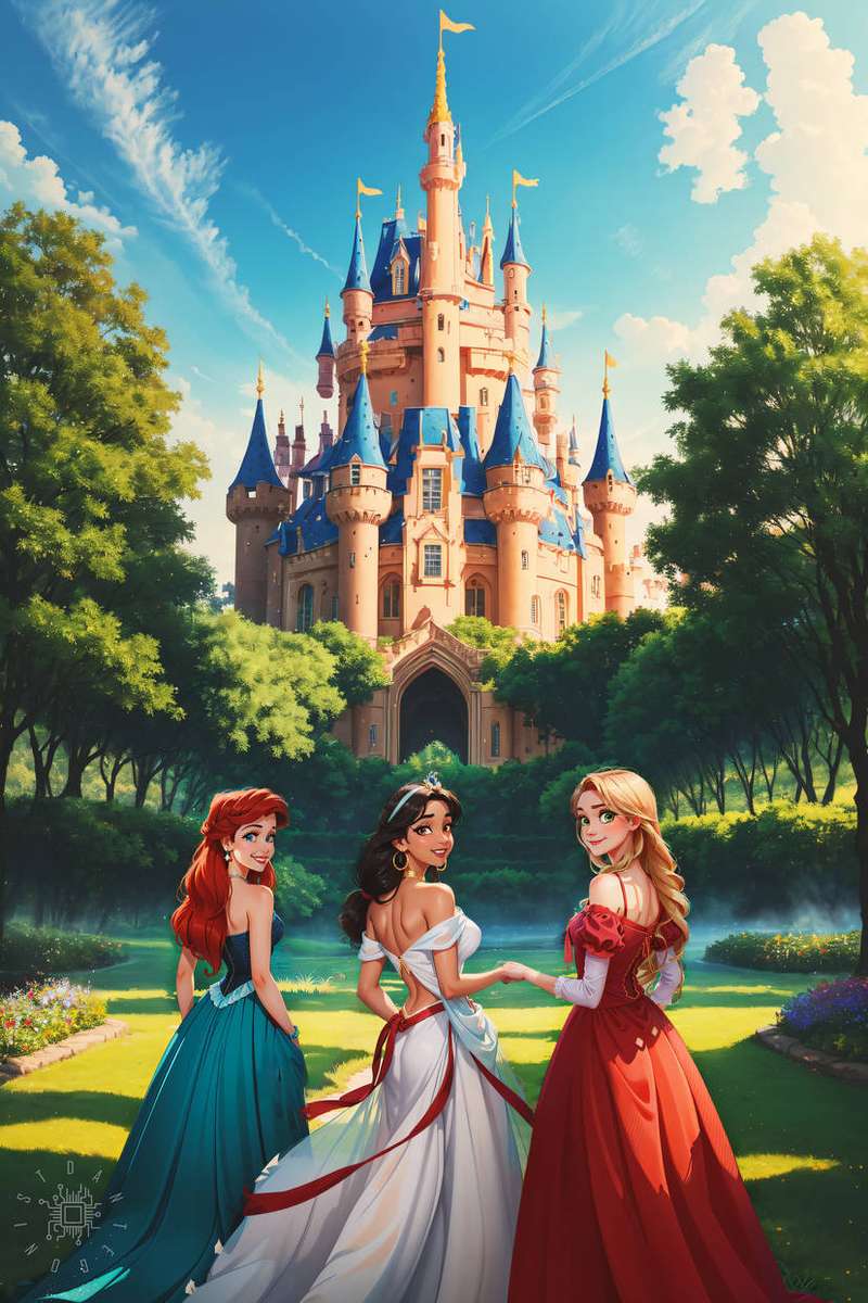 Walt Disney World Castle und Prinzessinnen Online-Puzzle