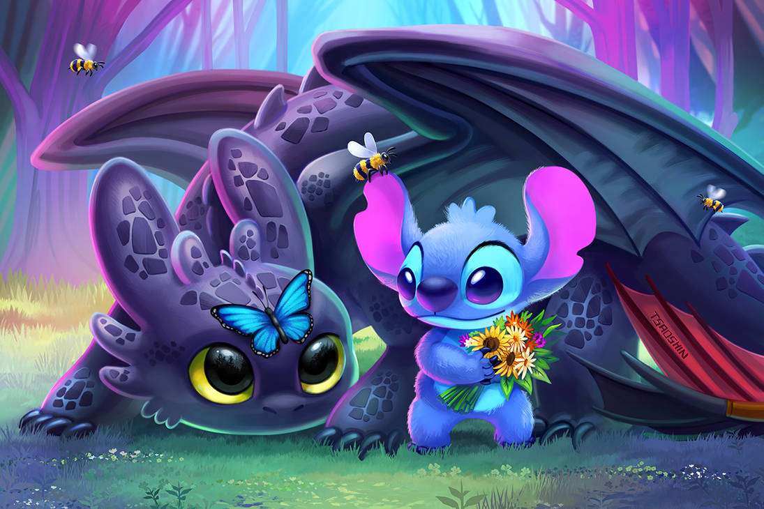 Spring Tandlös och Stitch pussel på nätet