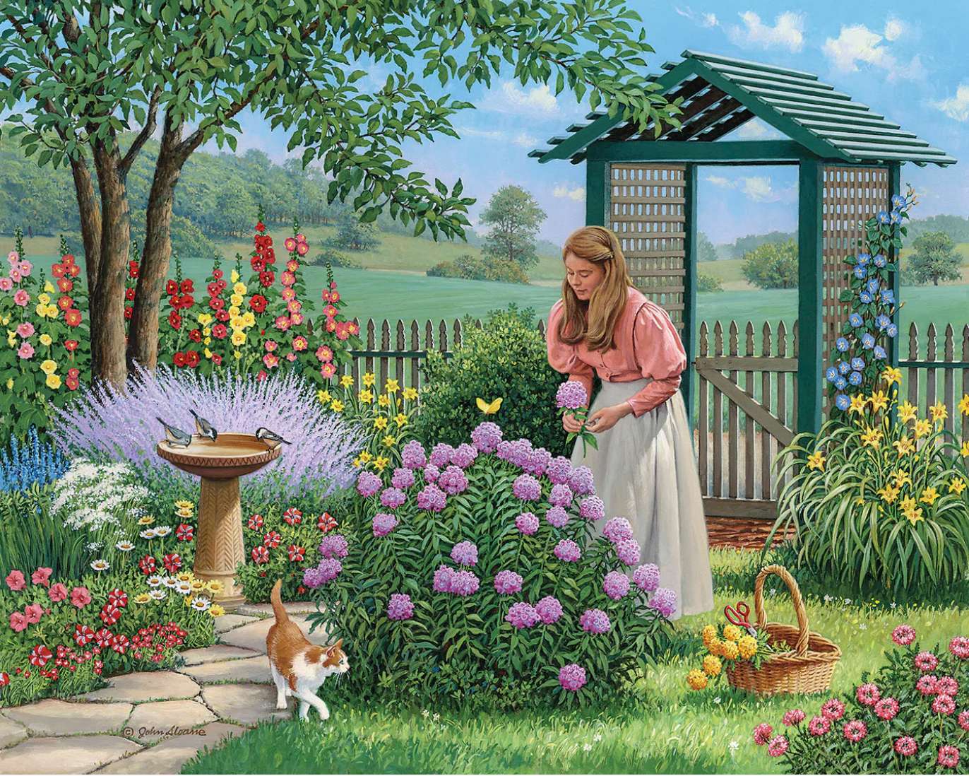 Sbíráme hortenzie na zahradě online puzzle