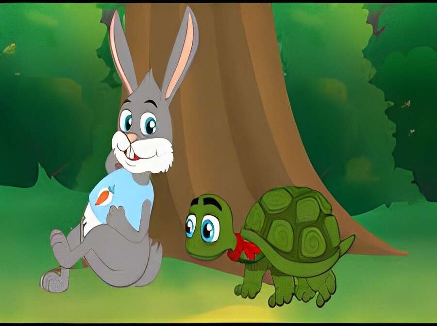 de haas en de schildpad legpuzzel online