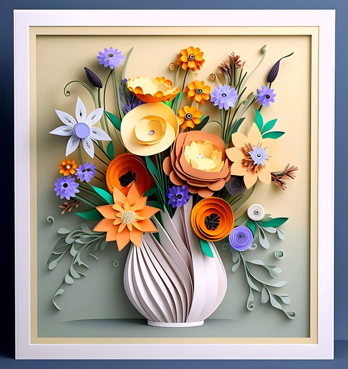 Blommor i en vas (målning) pussel på nätet