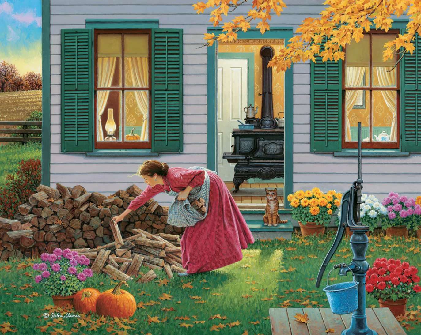 Laying firewood in autumn online puzzle