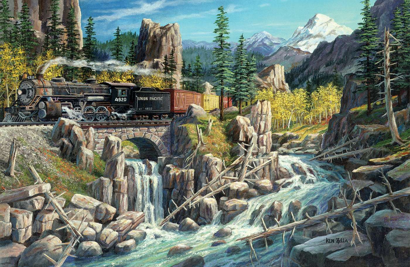 Waterfalls railway puzzle en ligne