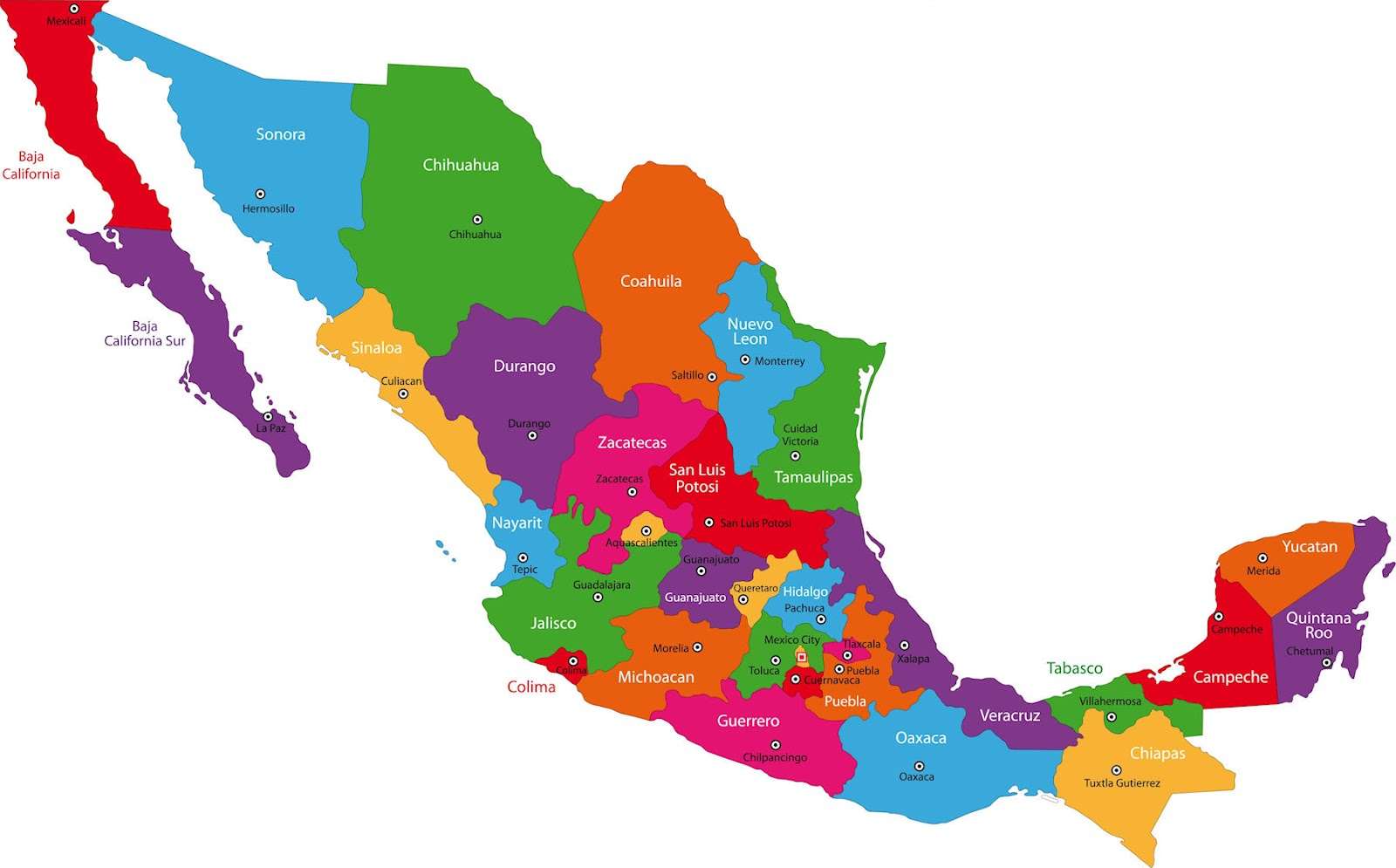 Карта Мексиканской Республики онлайн-пазл