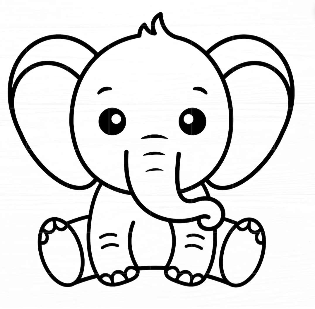 Сидячий слон онлайн пазл
