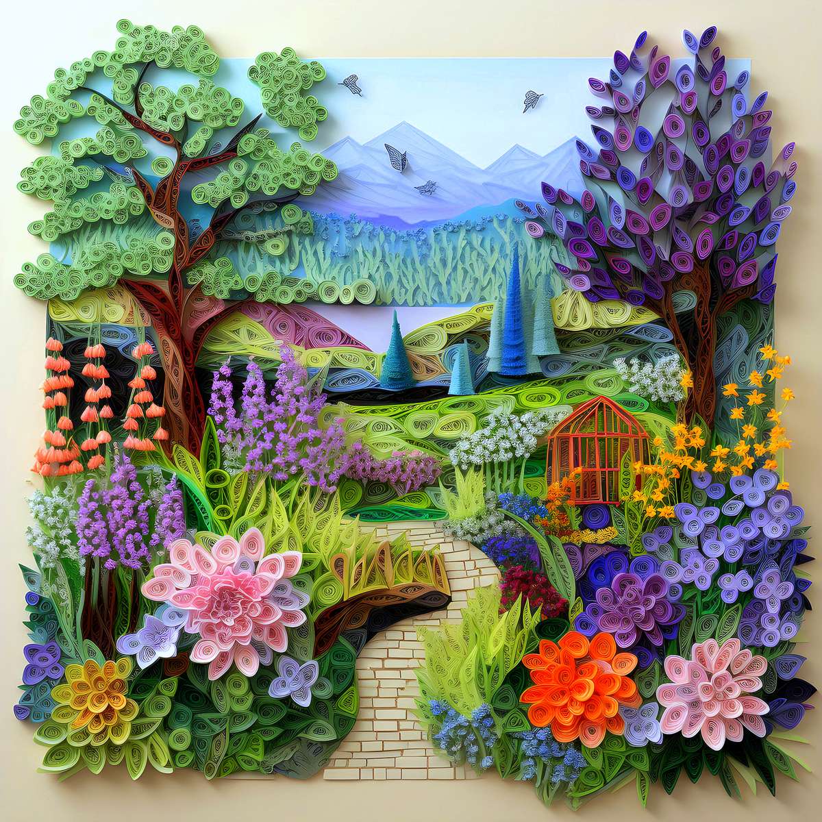 Вълшебна градина (картина) онлайн пъзел
