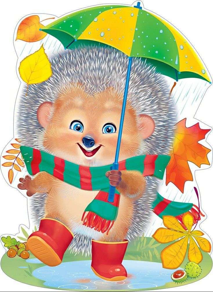 Hedgehog under an umbrella jigsaw puzzle online