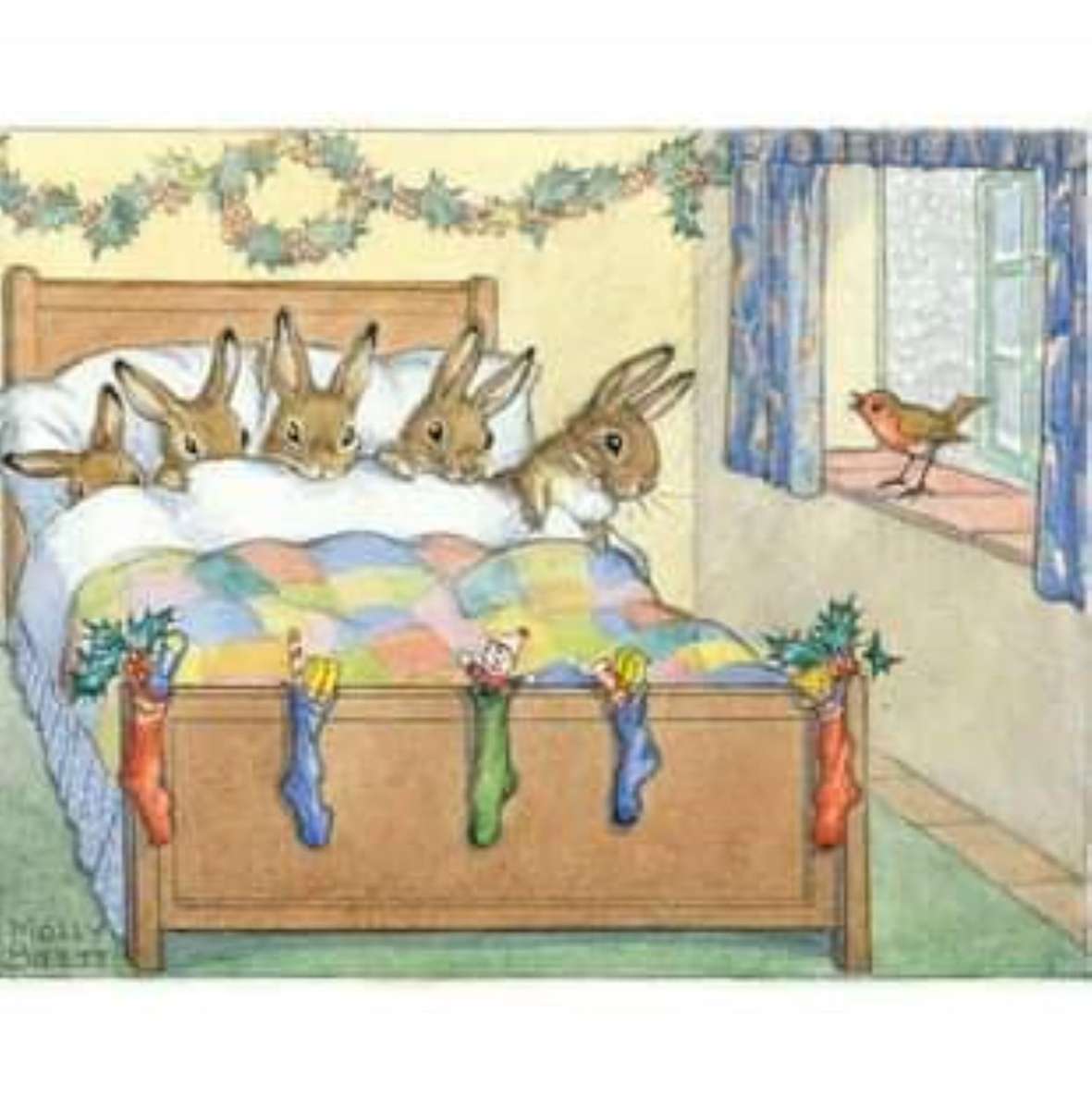 trezirea iepurilor în dimineața de Crăciun puzzle online
