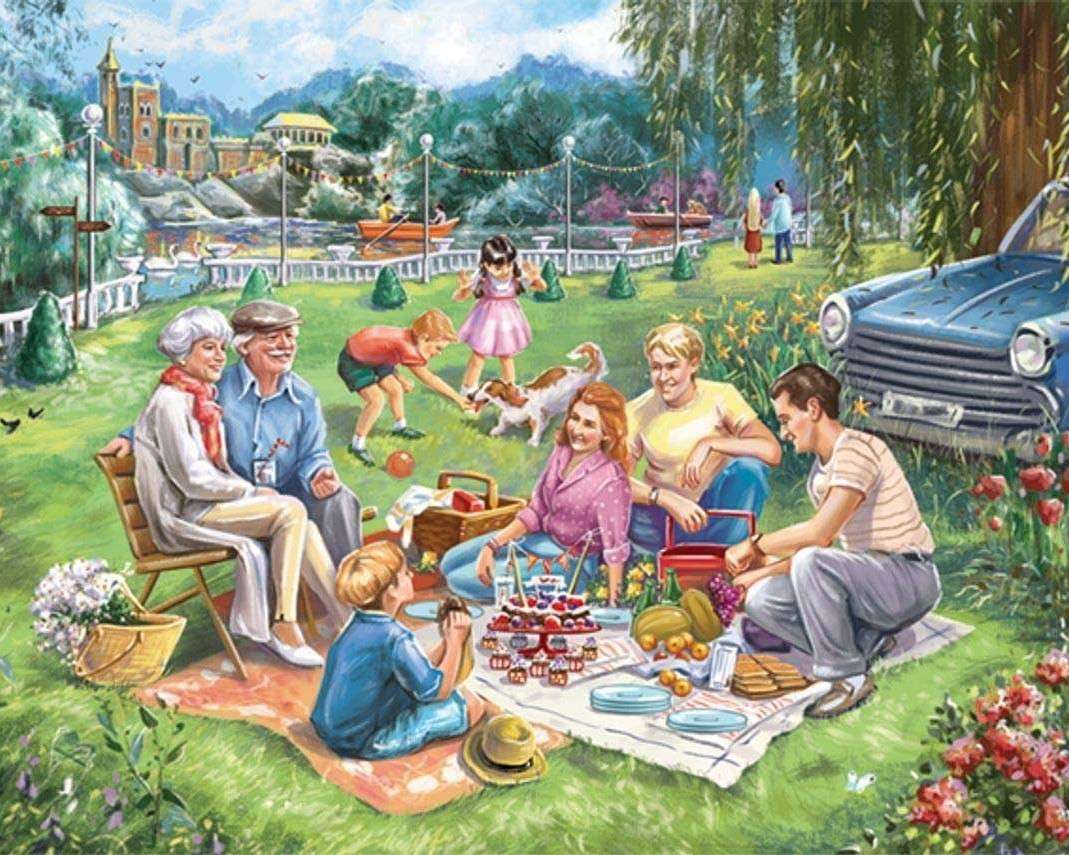 ピクニック中の家族 オンラインパズル