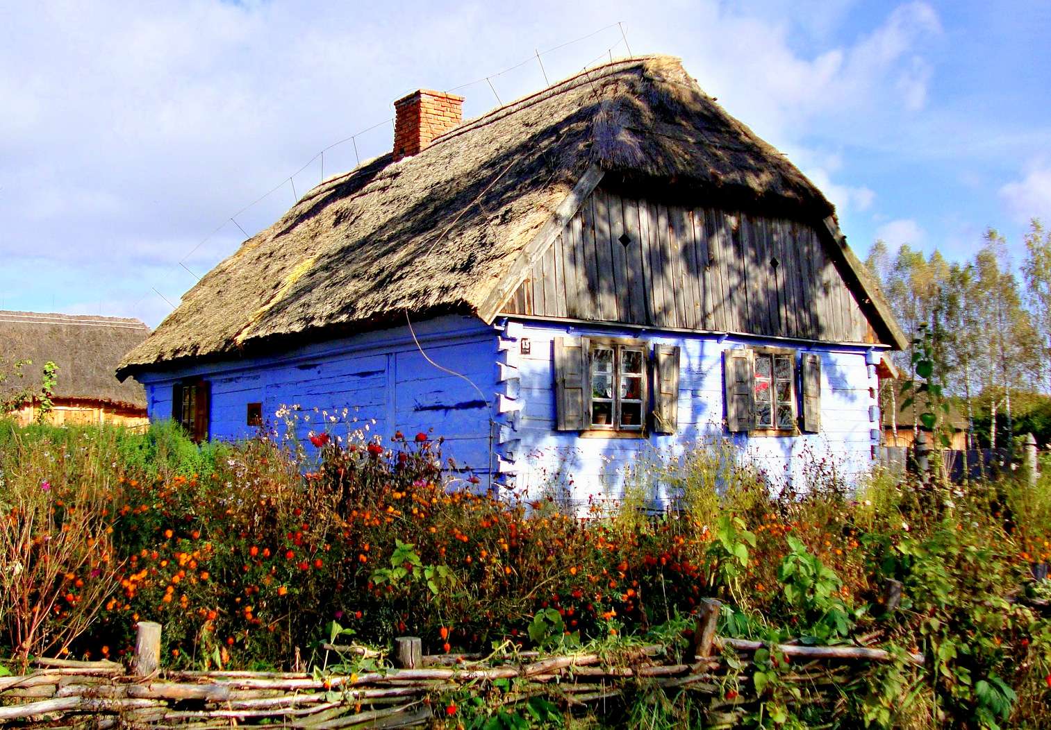 Huisje blauw geschilderd (openluchtmuseum in Sierpc) online puzzel