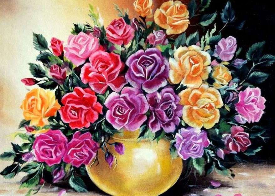 Kép. Rózsa vázában online puzzle