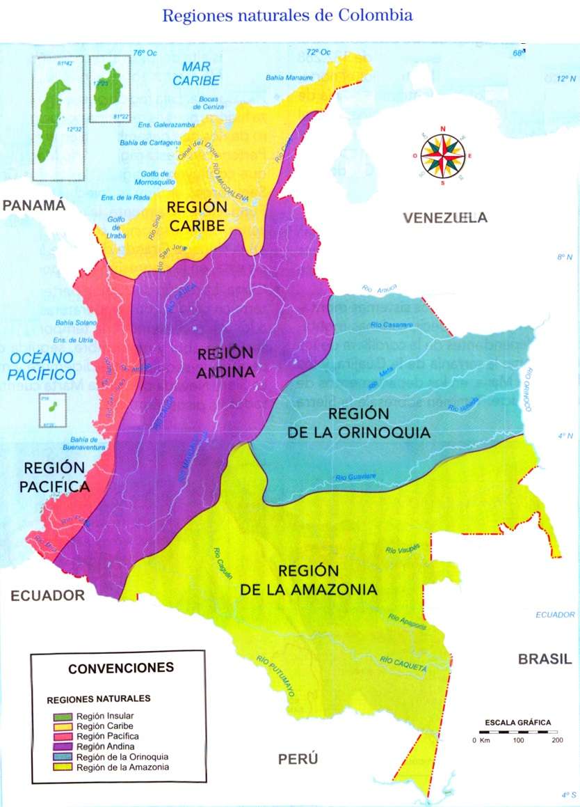Kolumbia térkép régiói online puzzle