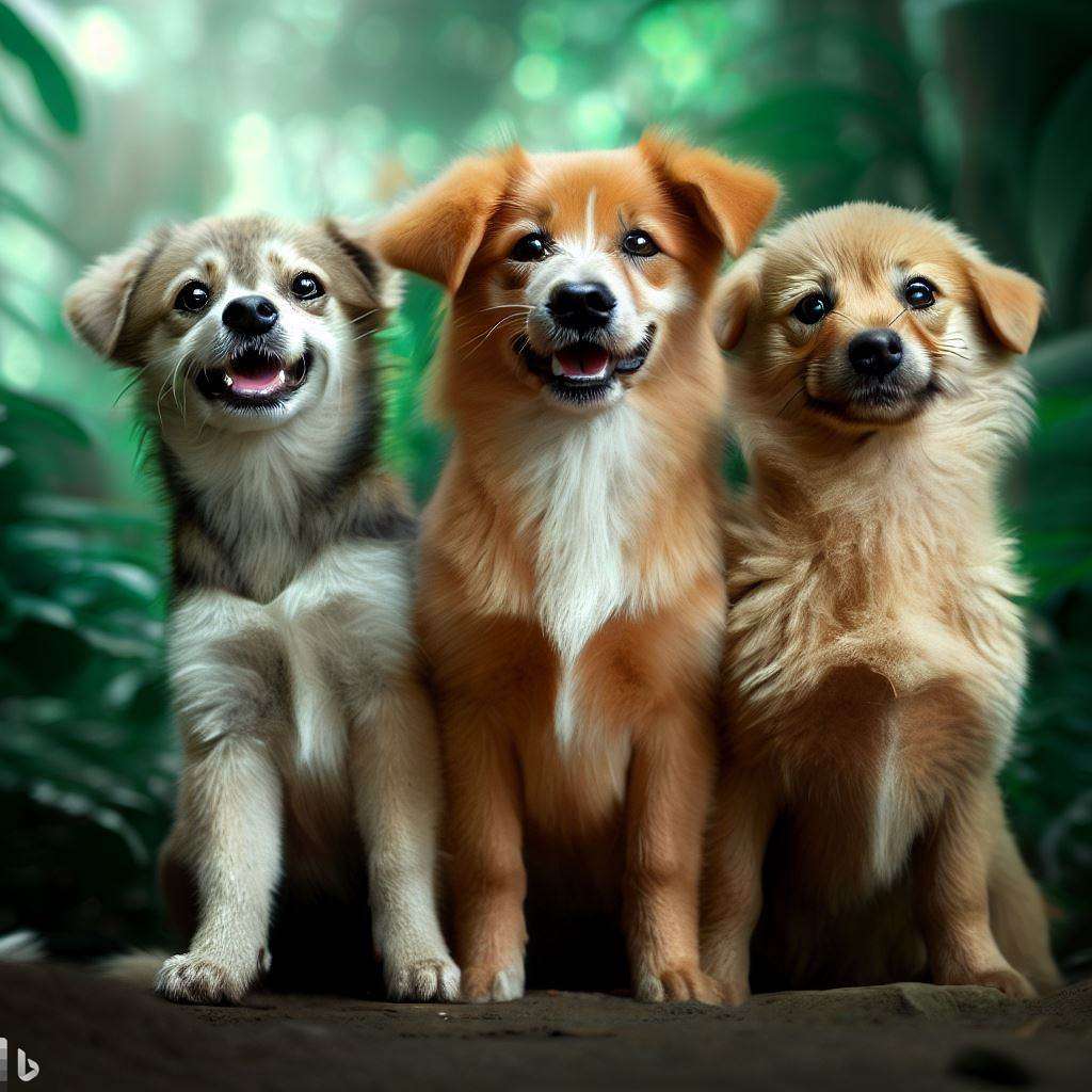 3 匹のかわいい子犬 オンラインパズル