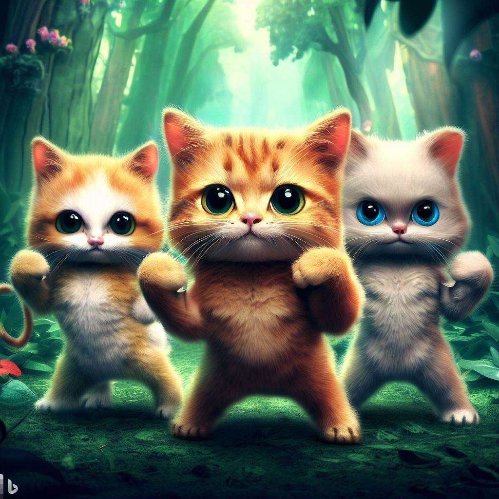 Trois chatons puissants puzzle en ligne
