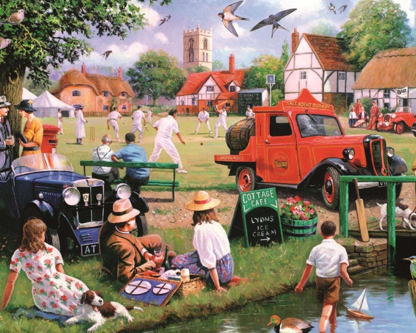 Picknick in einer Stadt am Fluss Online-Puzzle