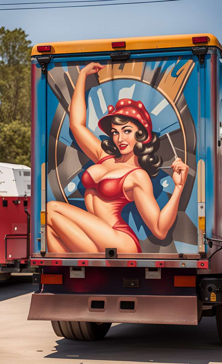 Pinuppa pintada en un camión rompecabezas en línea