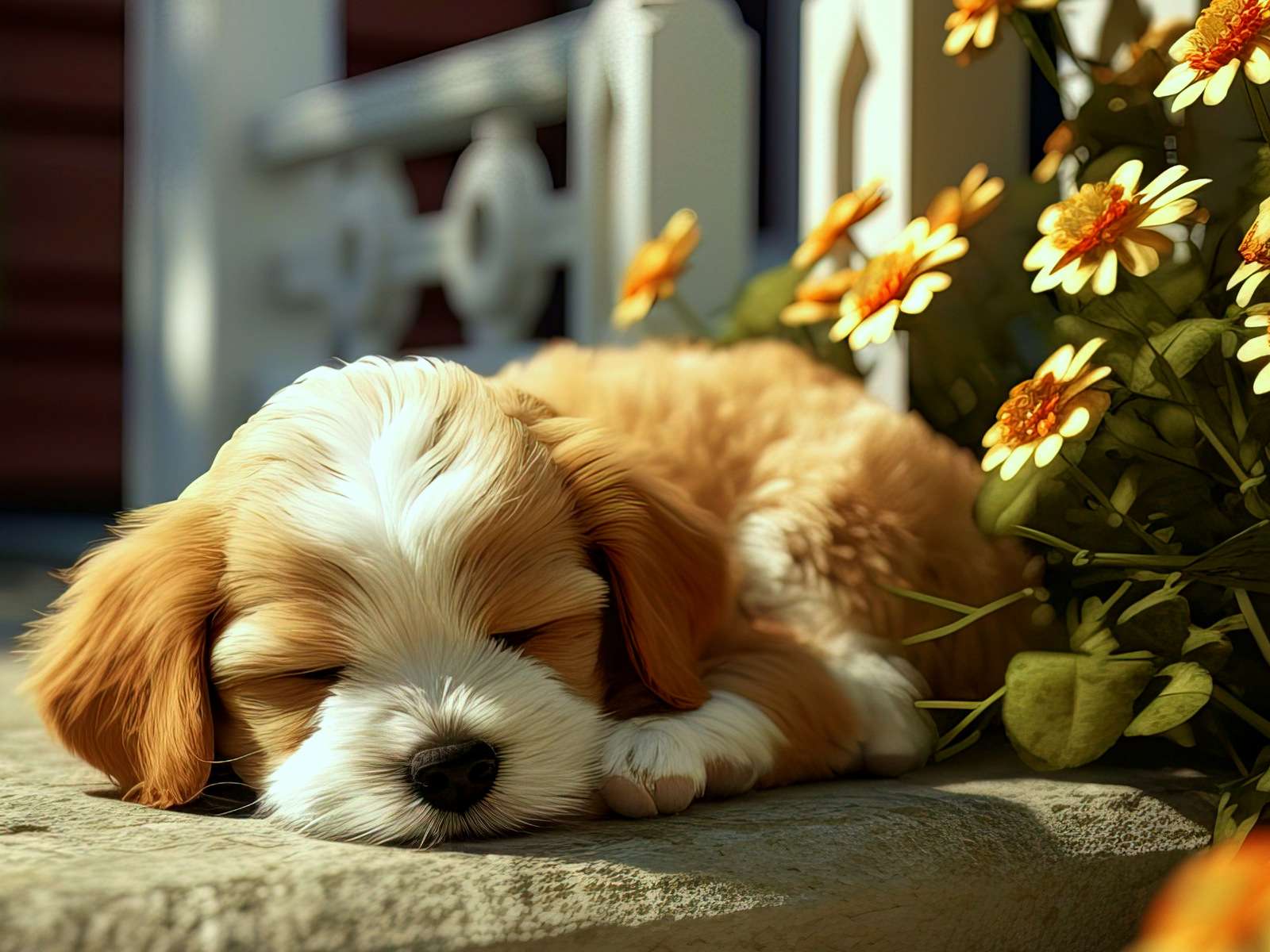 Un bellissimo cucciolo addormentato puzzle online