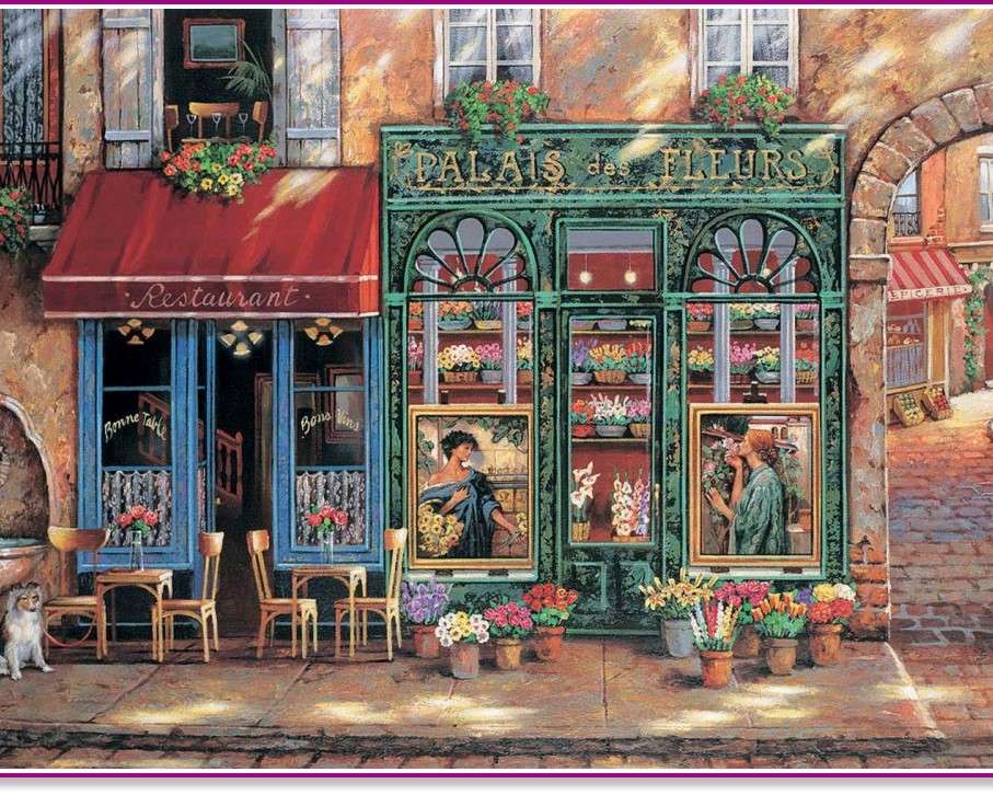 Picture. A flower shop in a tenement house jigsaw puzzle online