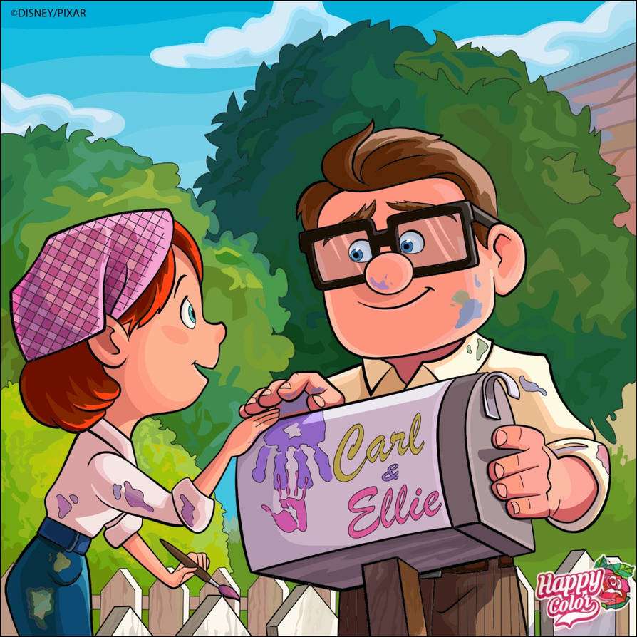 Карл и Элли красят свой почтовый ящик онлайн-пазл