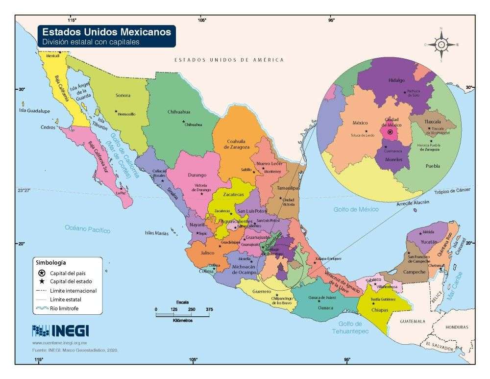 Mexikos karta pussel på nätet