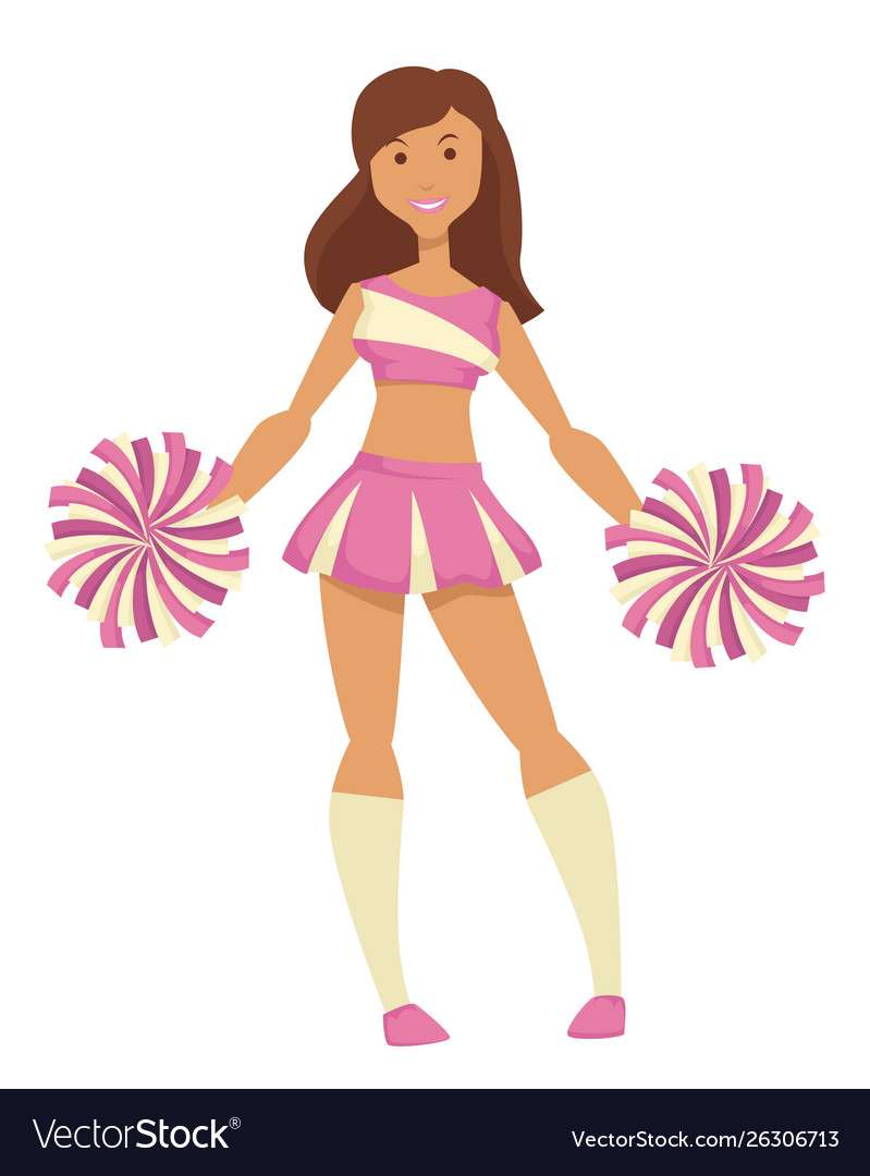 Ragazza con la cheerleader dei pompon ha isolato il vect femminile puzzle online