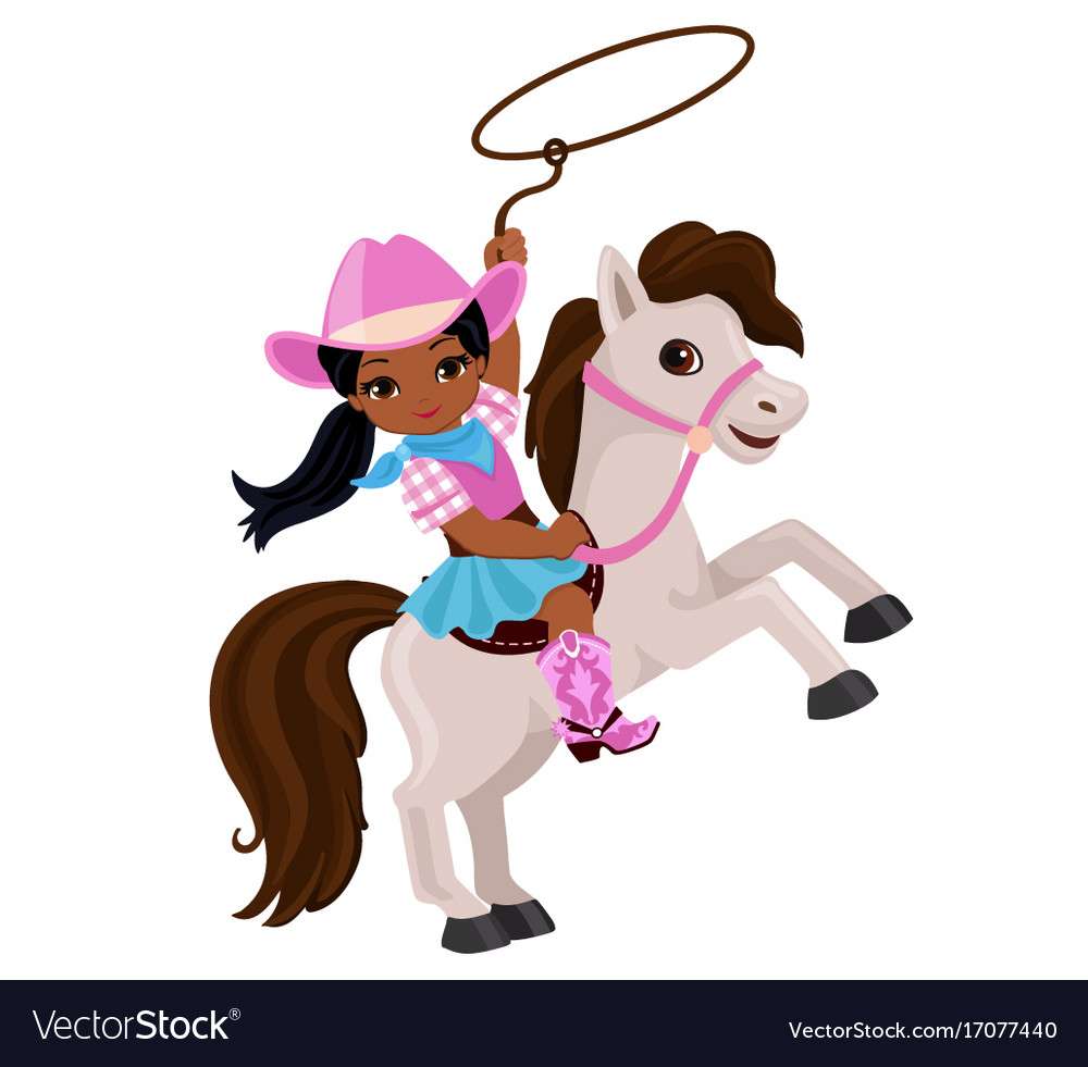 Cowgirl rider en häst med lasso vektorbild Pussel online