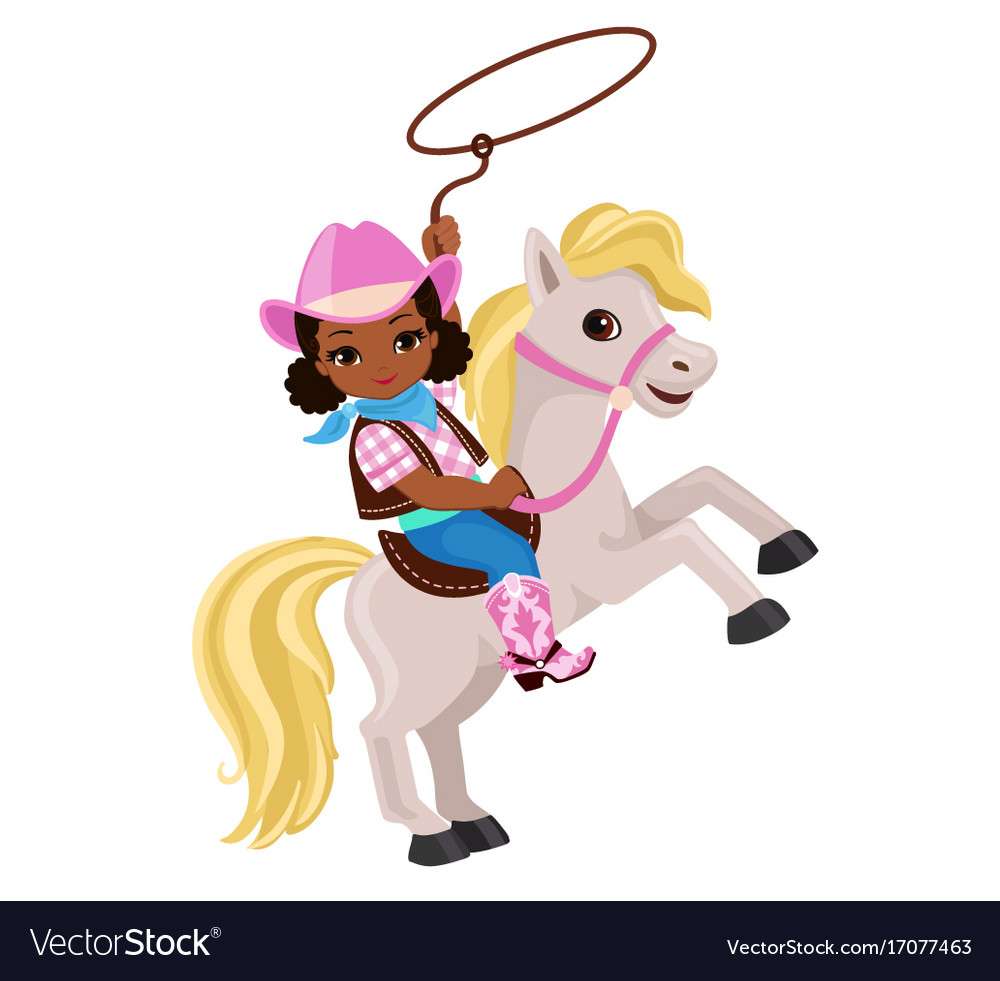 Cowgirl berijdt een paard met lasso vectorafbeelding online puzzel