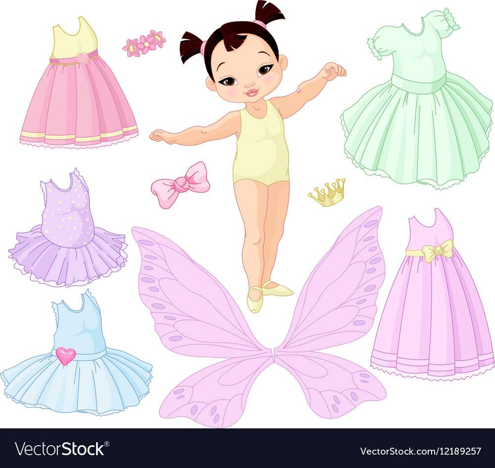 Baby girl with different fairy ballet and princes online puzzle