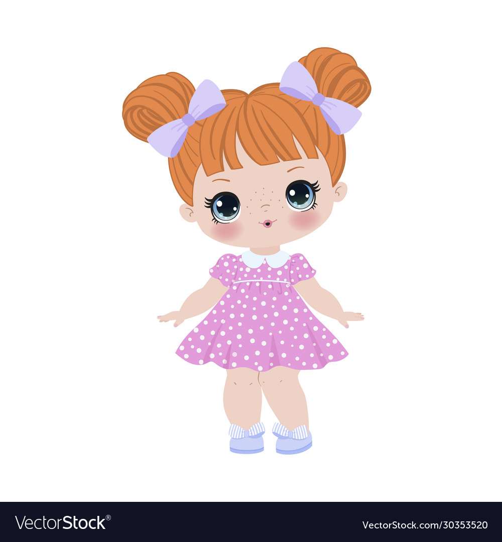 Милая маленькая девочка мультфильм векторное изображение пазл онлайн