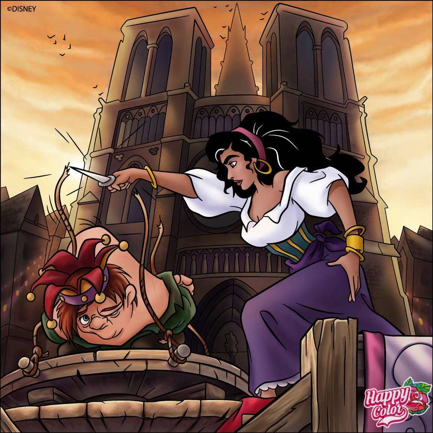 Esmeralda bevrijdt Quasimodo online puzzel