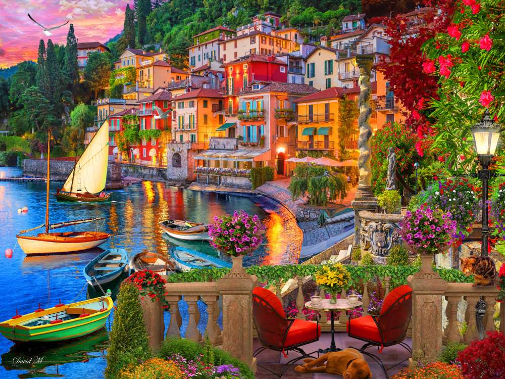Italské jezero Como online puzzle