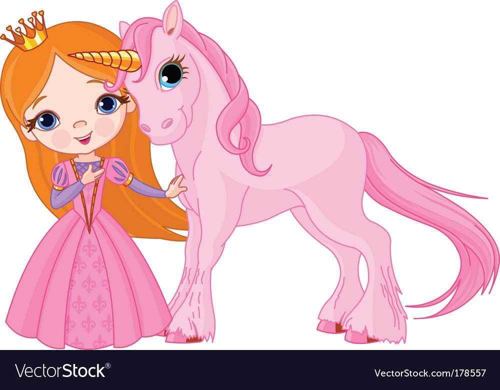 Immagine vettoriale principessa e unicorno puzzle online